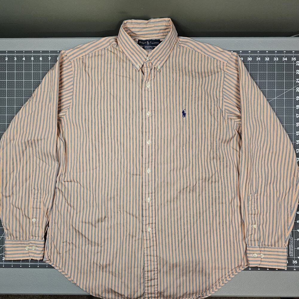 Polo Ralph Lauren Dress Shirt 16.5-34/35 Striped Preppy Academia Classic Fit